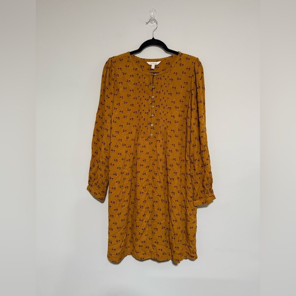 Garnet Hill Shiloh Crepe Floral Long Sleeve Dress Medium Boho Peasant Autumn